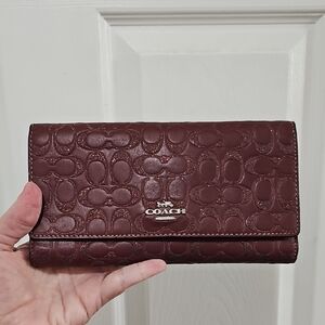 Coach Burgundy Embossed Sparkle Leather Wallet